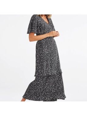 VETTA Black & White Dot Tiered Maxi Dress